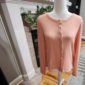 Peach Button Up Long Sleeve